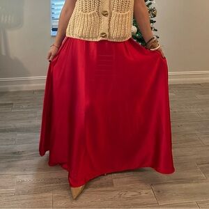 Elegant Red Maxi Skirt